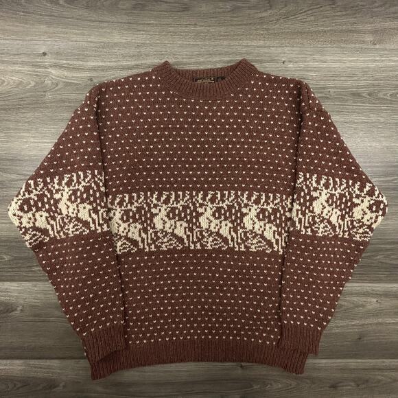 Eddie Bauer Other - Vintage Eddie Bauer Sweater Mens XL Wool Reindeer Nordic Fair Isle Holiday 90s